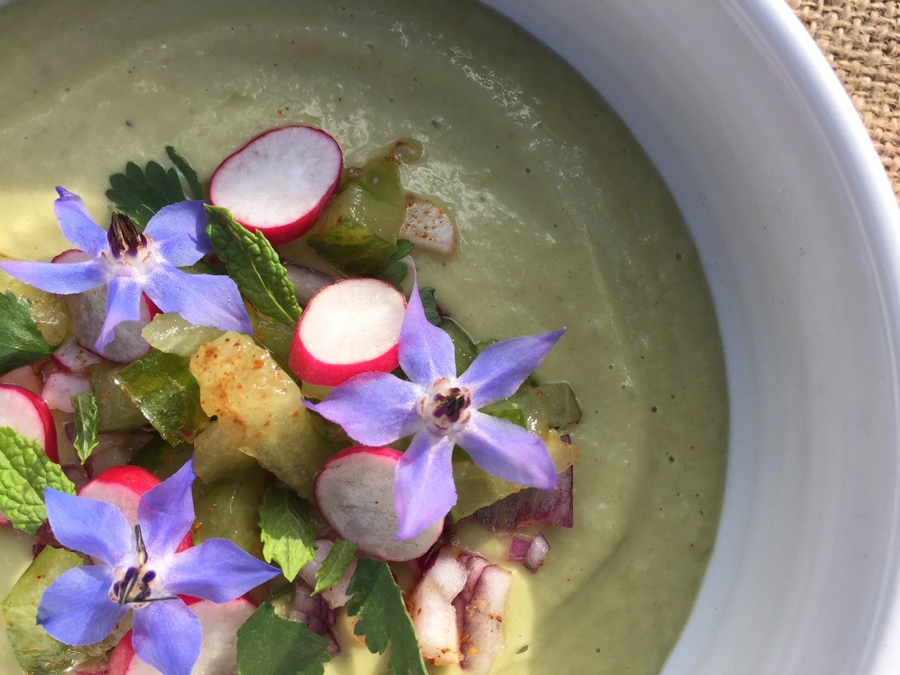 cucumber and avocado soup by Masterchef Finalist Angela Langford